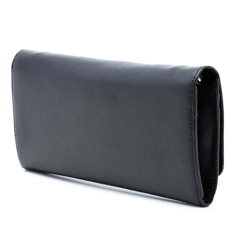 Prada Saffiano Wallet On Chain Black Leather Very good condition - Back View