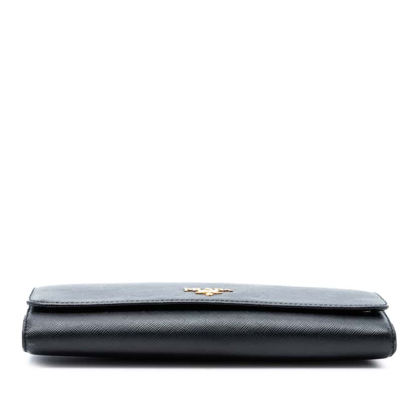 Prada Saffiano Wallet On Chain Black Leather Very good condition - Inside View