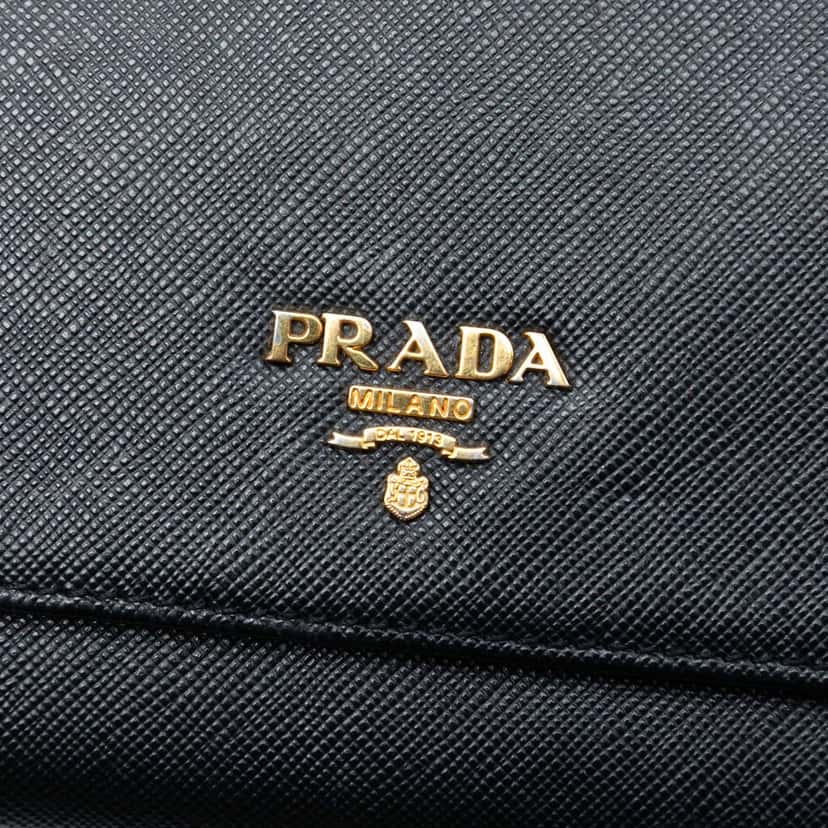 Prada Saffiano Wallet On Chain Black Leather Very good condition - Box View