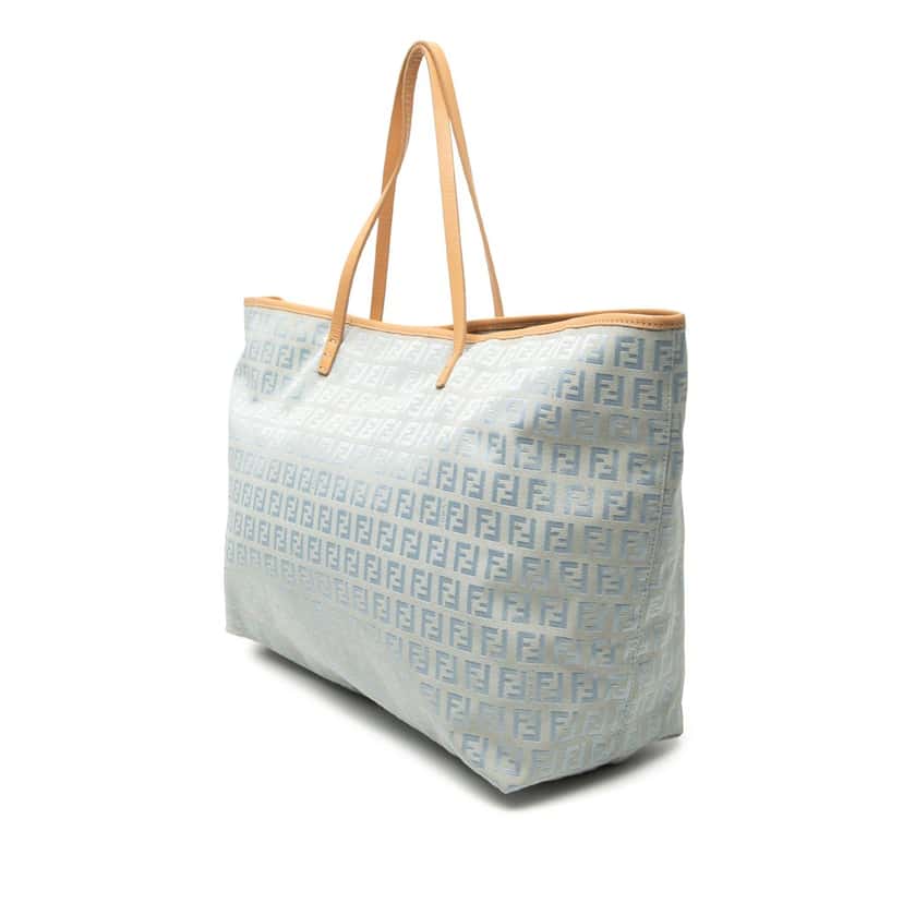 Fendi Large Zucchino Canvas Roll Tote Blue Very good condition - Back View