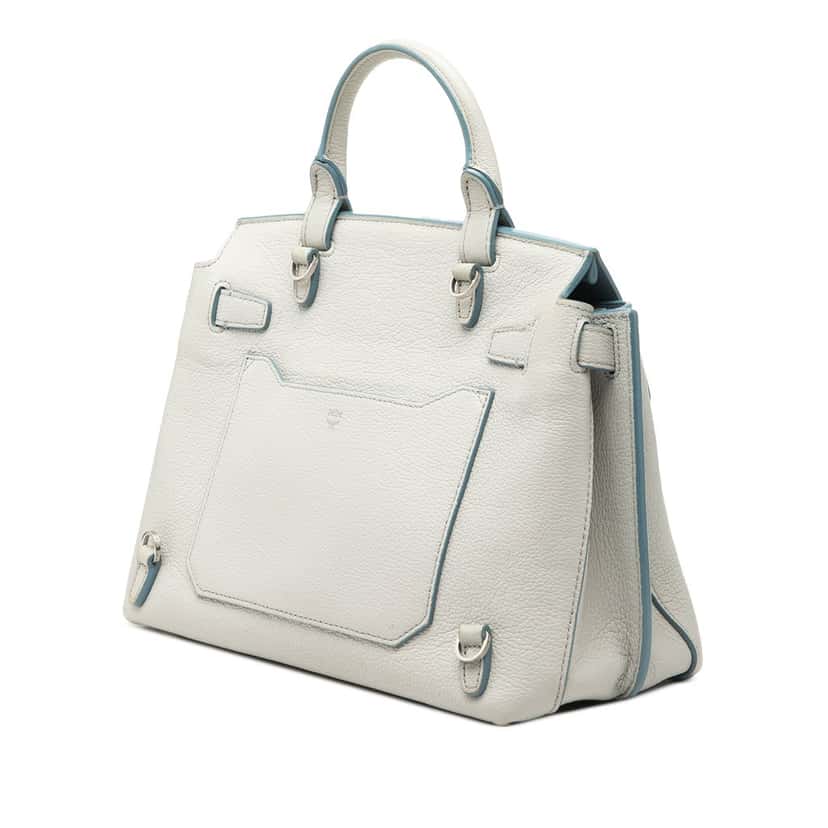 MCM Medium Grained Calfskin Milla Convertible Backpack White Leather Very good condition - Back View