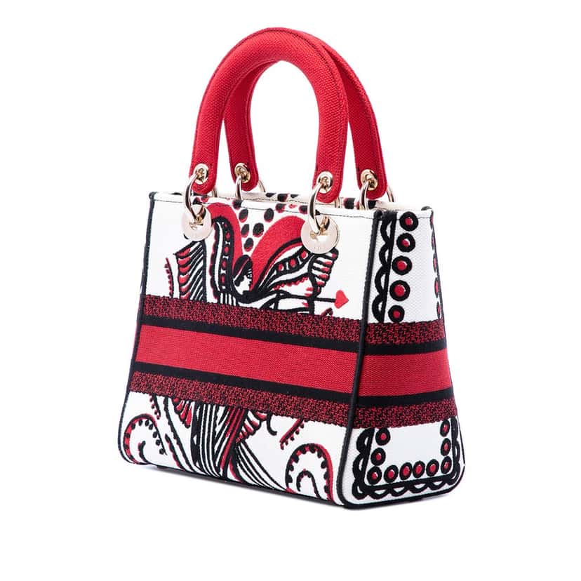Dior Medium Embroidered Canvas Cupidon Lady D Lite White Very good condition - Back View