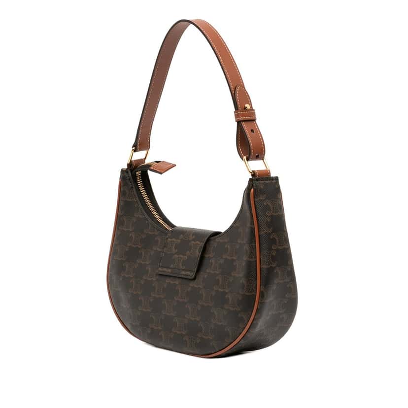 Celine Medium Triomphe Coated Canvas Ava Triomphe Shoulder Bag Brown Very good condition - Back View