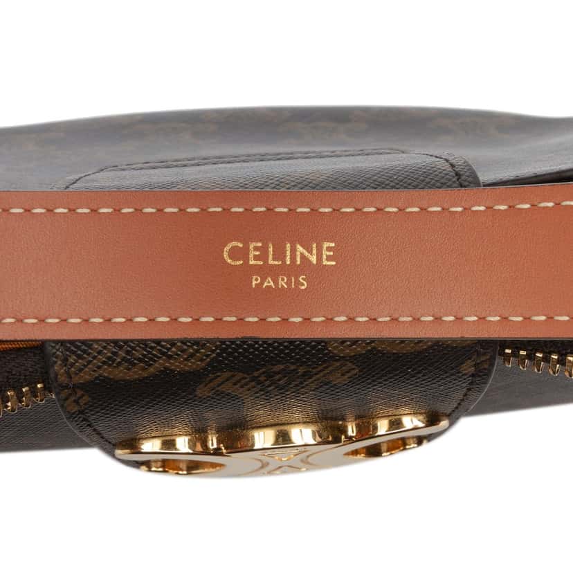 Celine Medium Triomphe Coated Canvas Ava Triomphe Shoulder Bag Brown Very good condition - Box View