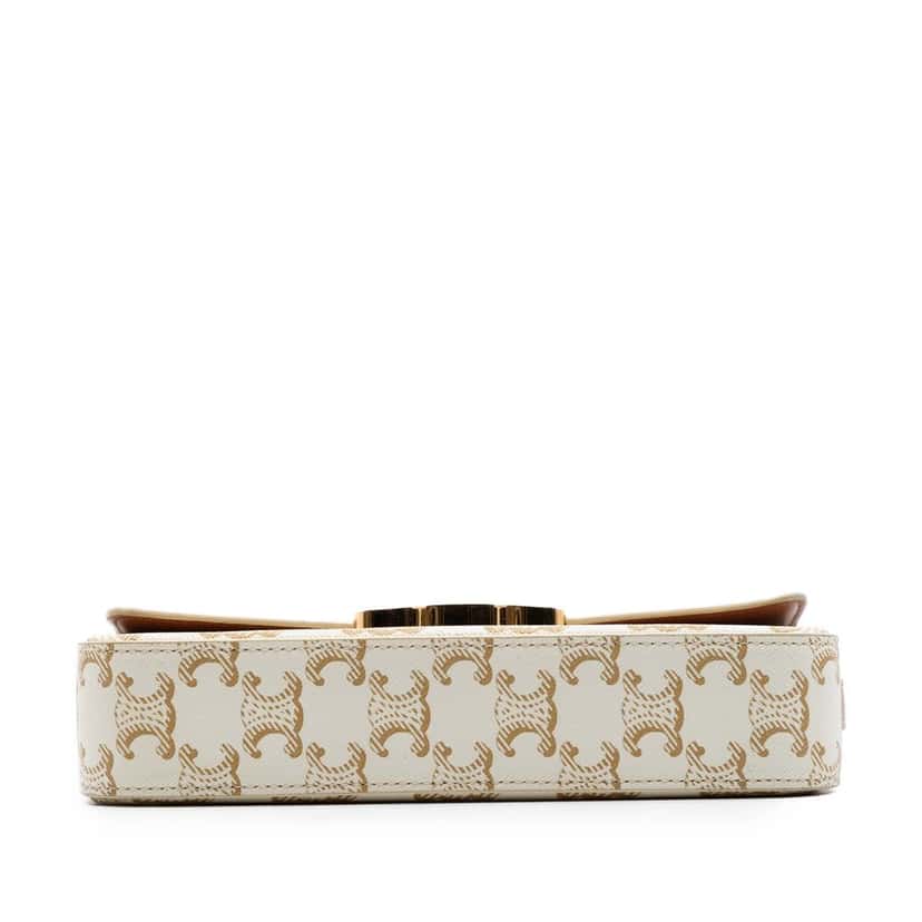 Celine Triomphe Coated Canvas Claude Shoulder Bag White Very good condition - Inside View