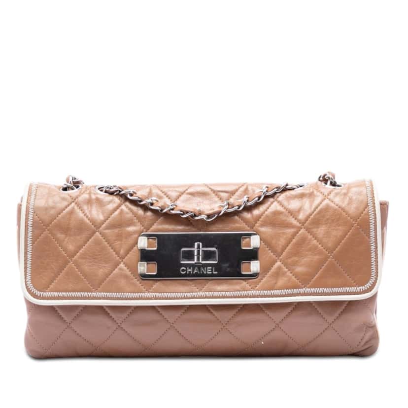 Chanel Quilted Aged Lambskin Reissue 2.55 East West Flap Brown Leather Very good condition - Front View