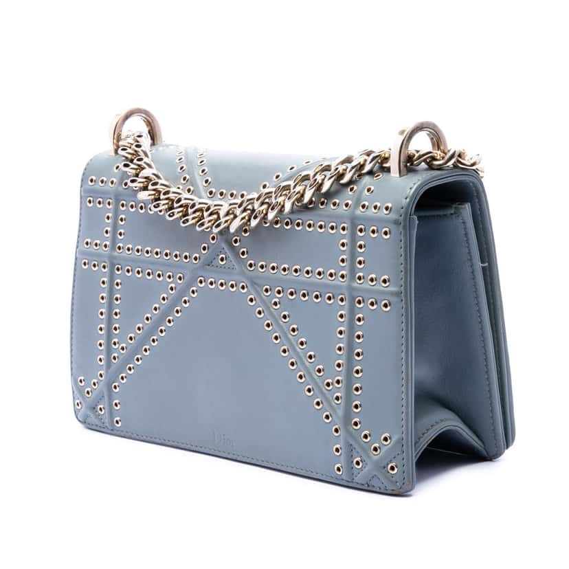 Dior Small Studded Calfskin Diorama Crossbody Blue Leather Very good condition - Back View