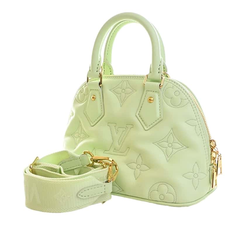 Louis Vuitton Monogram Calfskin Bubblegram Alma BB Green Leather Very good condition - Back View