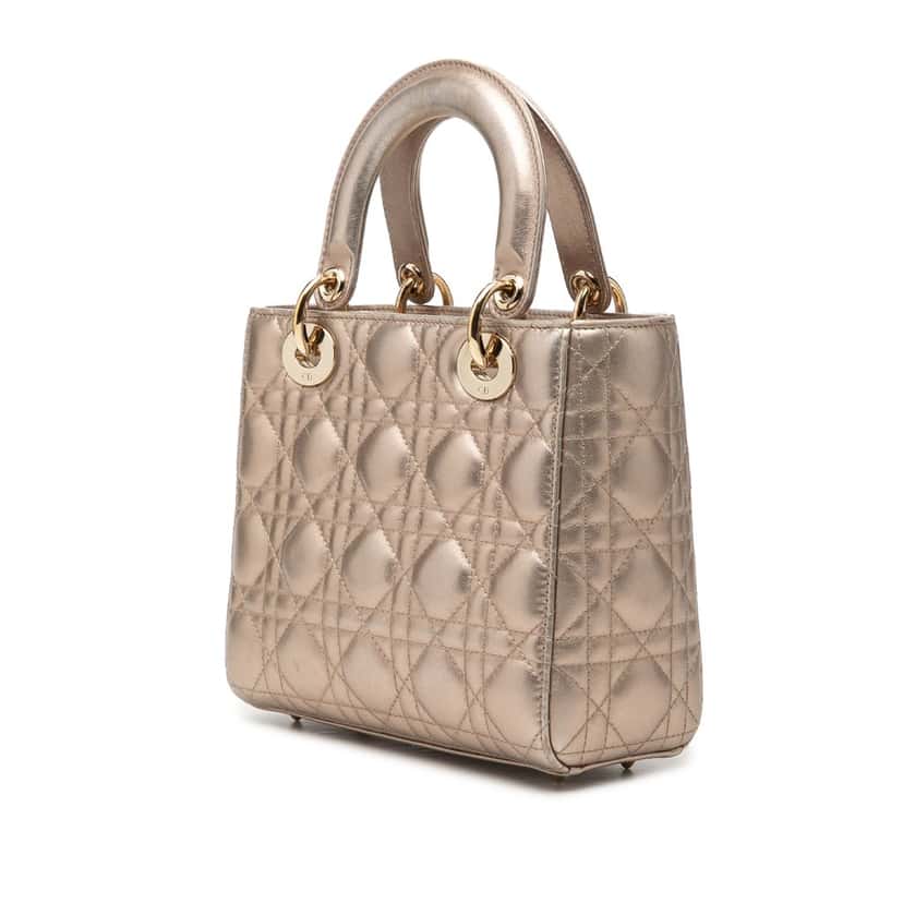 Dior Small Metallic Lambskin Cannage My ABCDior Lady Dior Gold Leather Very good condition - Back View