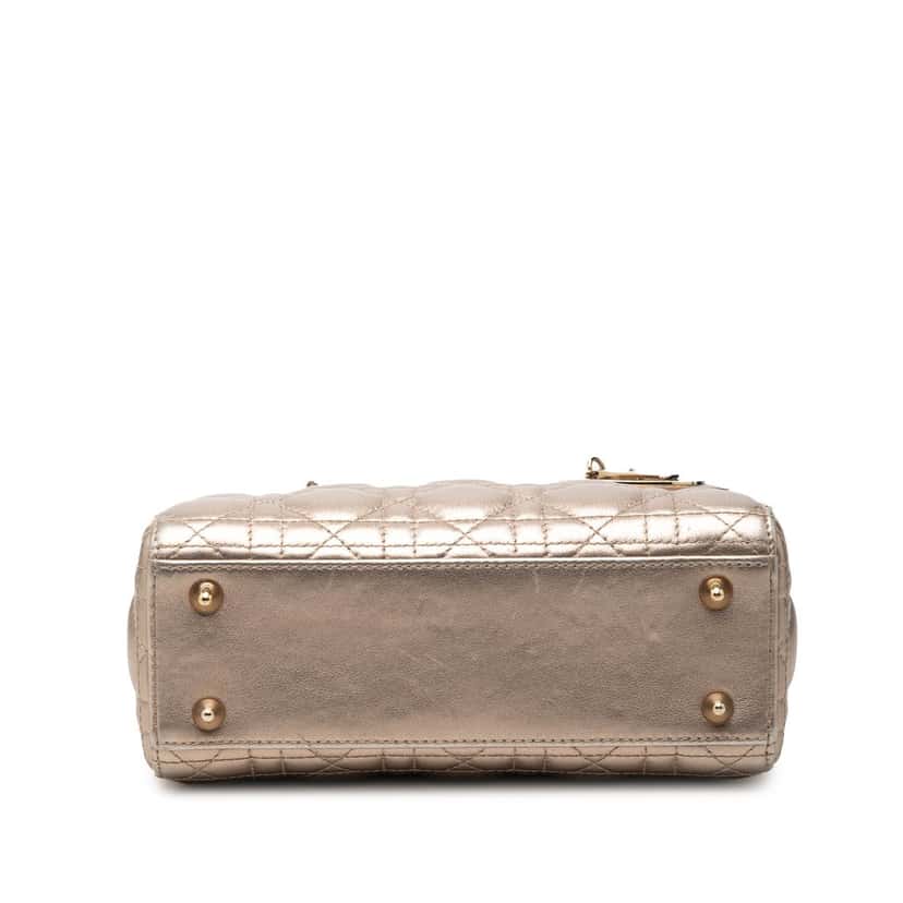 Dior Small Metallic Lambskin Cannage My ABCDior Lady Dior Gold Leather Very good condition - Inside View