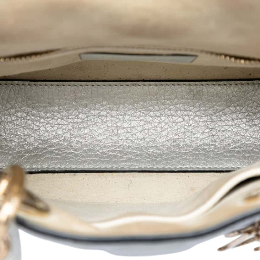Dior Mini Metallic Calfskin Cannage Supple Lady Dior Silver Leather Very good condition - Model View