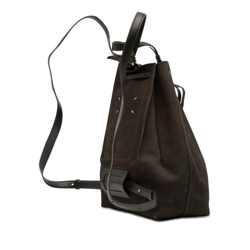 Maison Margiela Nubuck Drawstring Backpack Brown Leather Very good condition - Back View