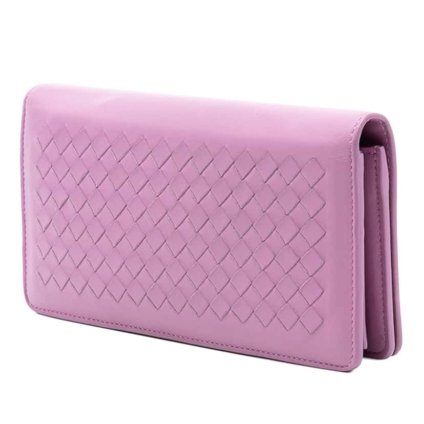 Bottega Veneta Nappa Intrecciato Continental Wallet on Chain Purple Leather Very good condition - Back View