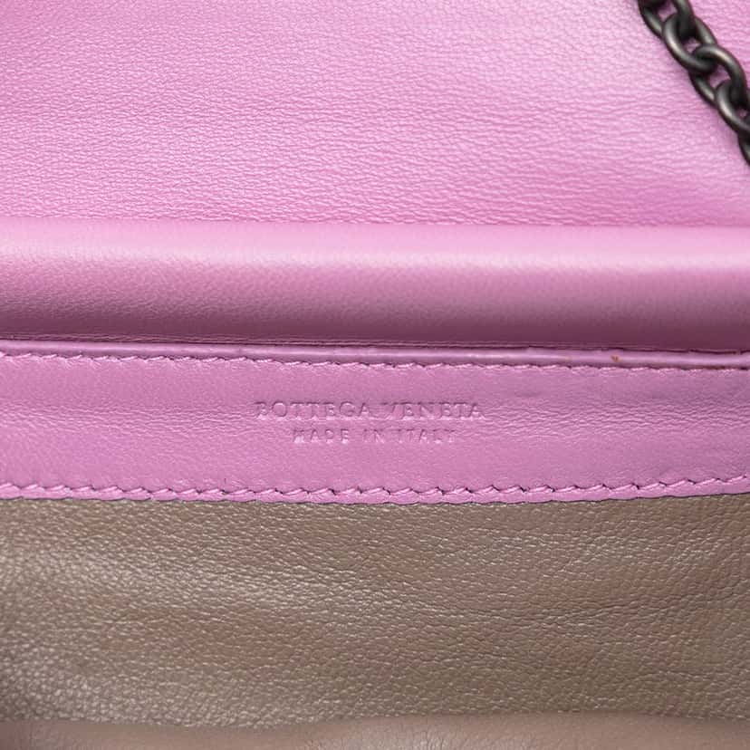 Bottega Veneta Nappa Intrecciato Continental Wallet on Chain Purple Leather Very good condition - Box View