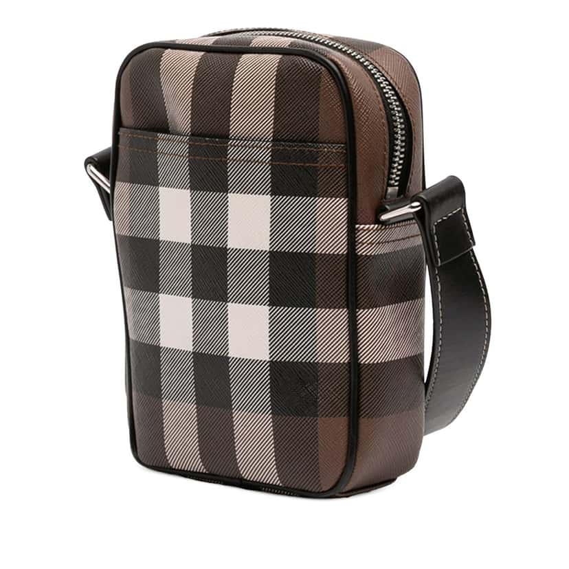 Burberry Giant Check E-Canvas Vertical Paddy Crossbody Brown Very good condition - Back View