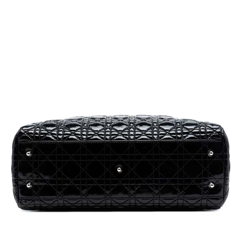 Dior Large Patent Cannage Lady Dior Soft Shopping Tote Black Leather Very good condition - Inside View