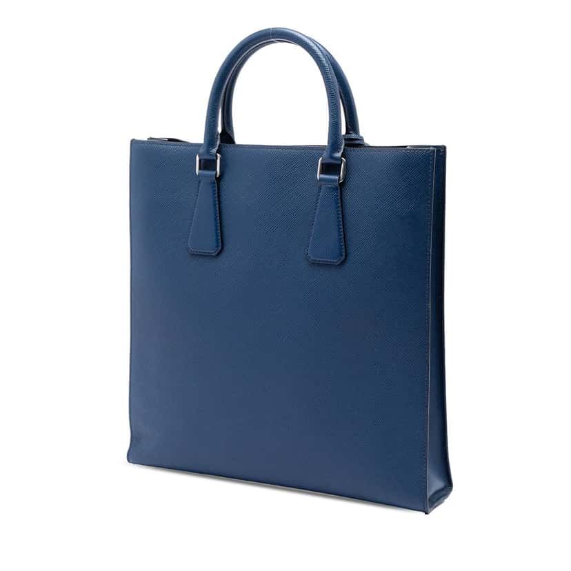 Prada Saffiano North South Tote Blue Leather Very good condition - Back View