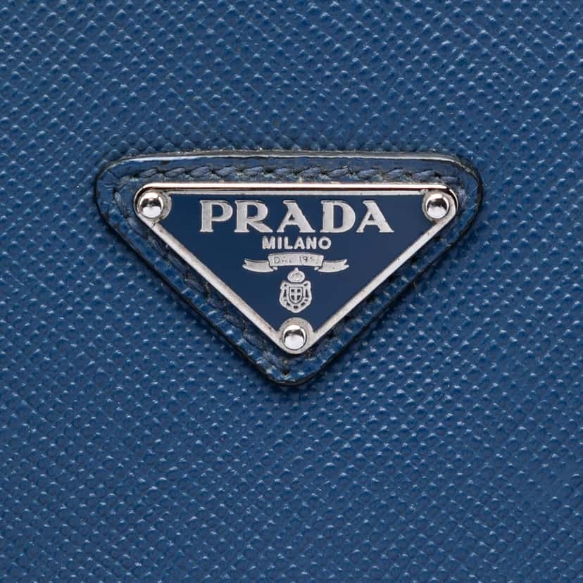 Prada Saffiano North South Tote Blue Leather Very good condition - Box View