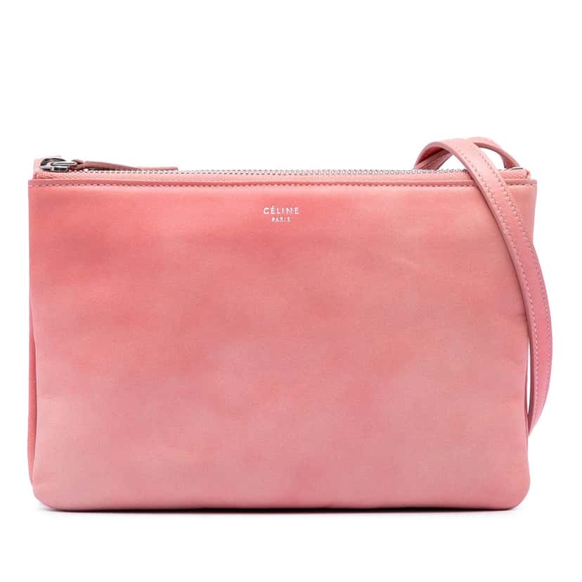 Celine Small Lambskin Trio Crossbody Pink Leather Very good condition - Front View