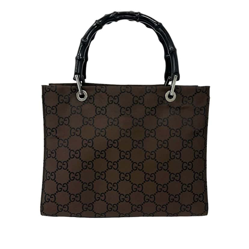 Gucci GG Nylon Bamboo Satchel Brown Very good condition - Back View