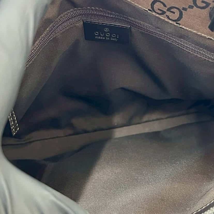 Gucci GG Nylon Bamboo Satchel Brown Very good condition - Model View