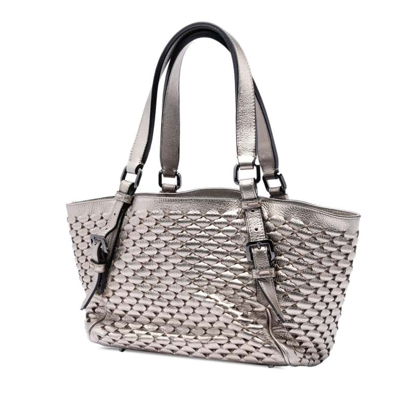 Burberry Metallic Woven Leather Tote Gold Leather Very good condition - Back View