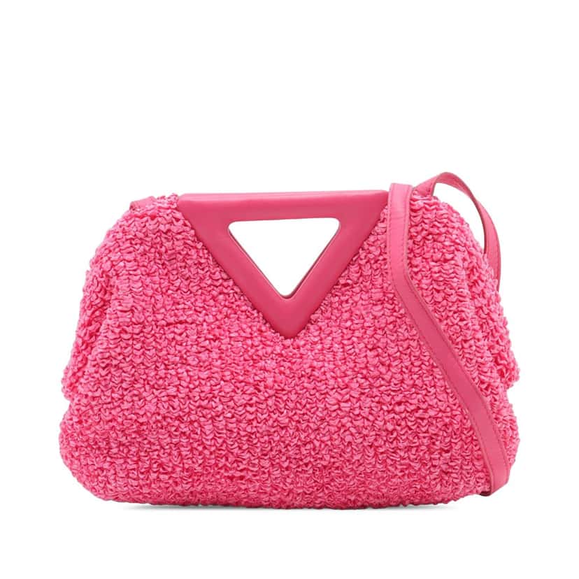 Bottega Veneta Small Boucle Curly Raffia The Point Triangle Satchel Pink Very good condition - Front View