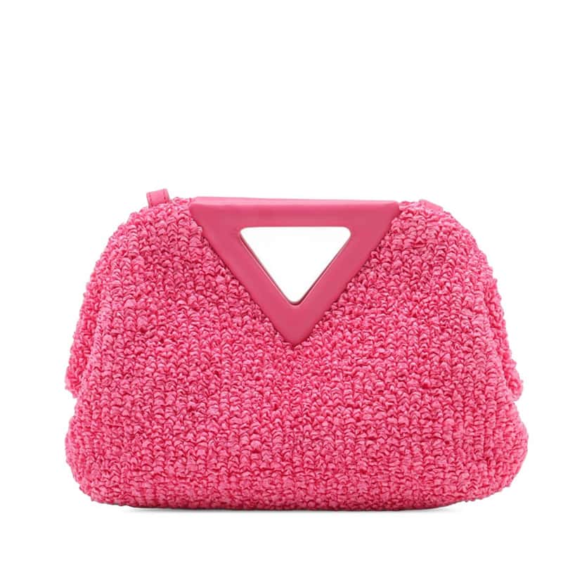 Bottega Veneta Small Boucle Curly Raffia The Point Triangle Satchel Pink Very good condition - Back View