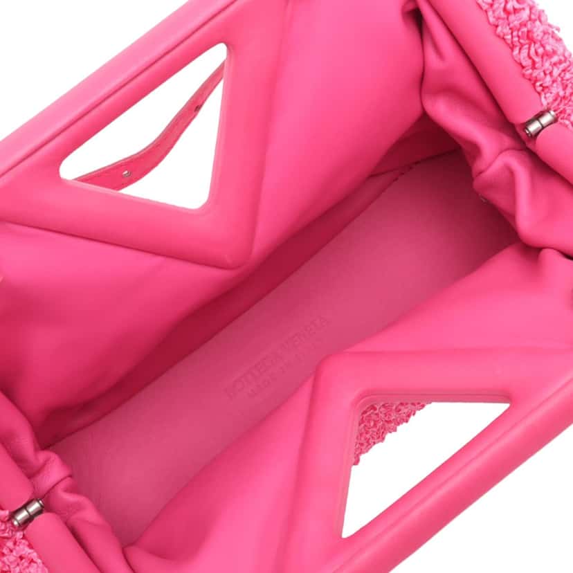 Bottega Veneta Small Boucle Curly Raffia The Point Triangle Satchel Pink Very good condition - Inside View