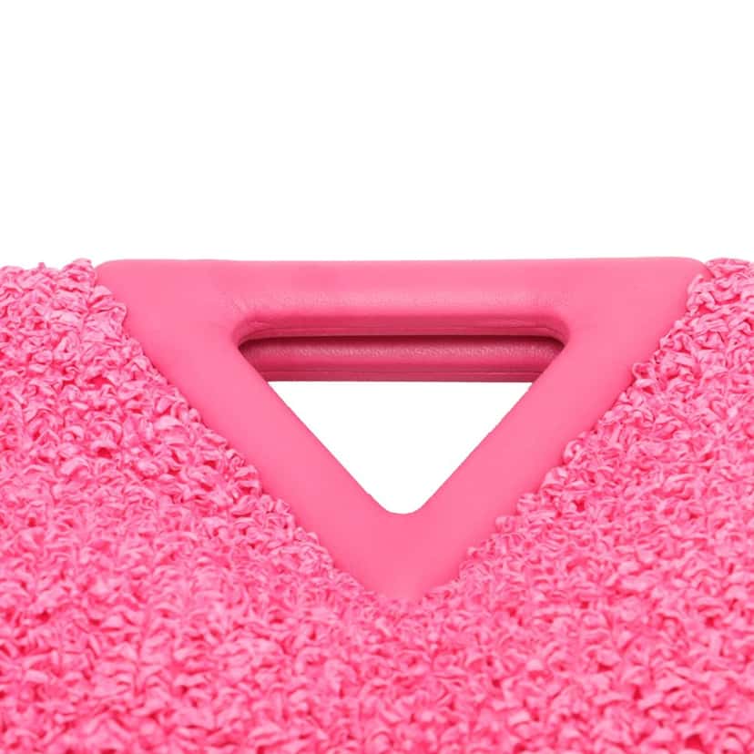 Bottega Veneta Small Boucle Curly Raffia The Point Triangle Satchel Pink Very good condition - Box View