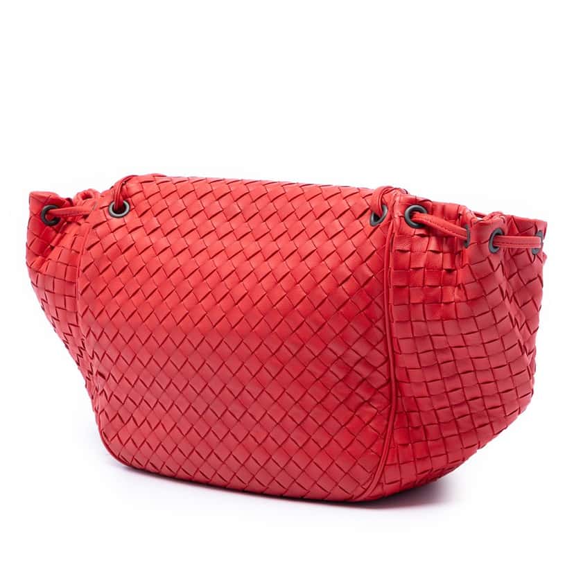 Bottega Veneta Nappa Intrecciato Flap Crossbody Red Leather Very good condition - Back View