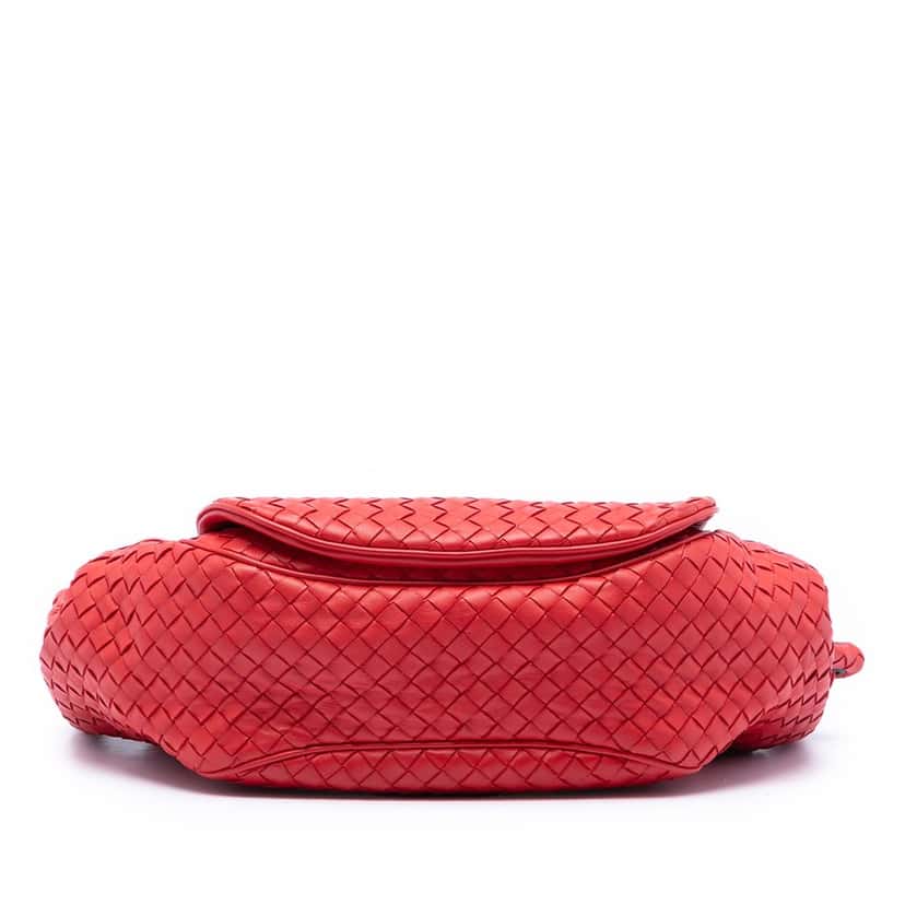 Bottega Veneta Nappa Intrecciato Flap Crossbody Red Leather Very good condition - Inside View