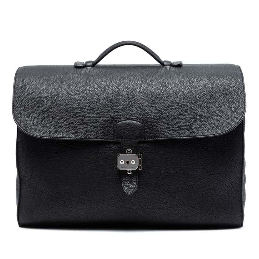Hermès Togo Sac a Depeches 41 Black Leather Very good condition - Front View