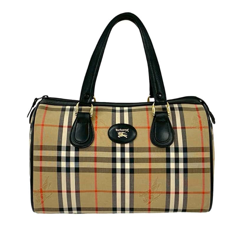 Burberry Haymarket Check Canvas Boston Bag Beige Very good condition - Front View