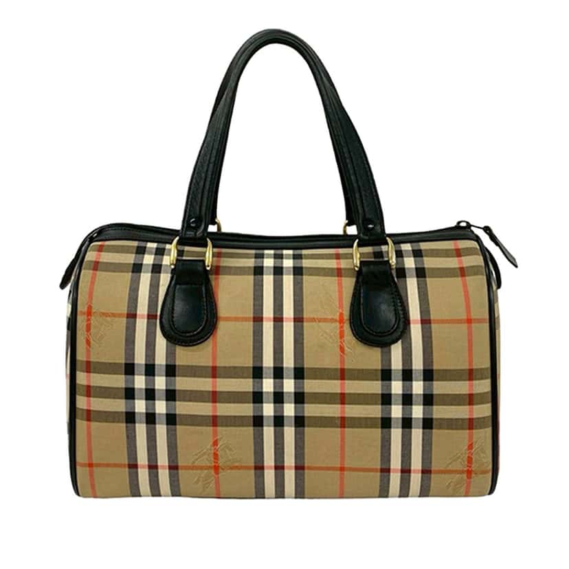 Burberry Haymarket Check Canvas Boston Bag Beige Very good condition - Back View