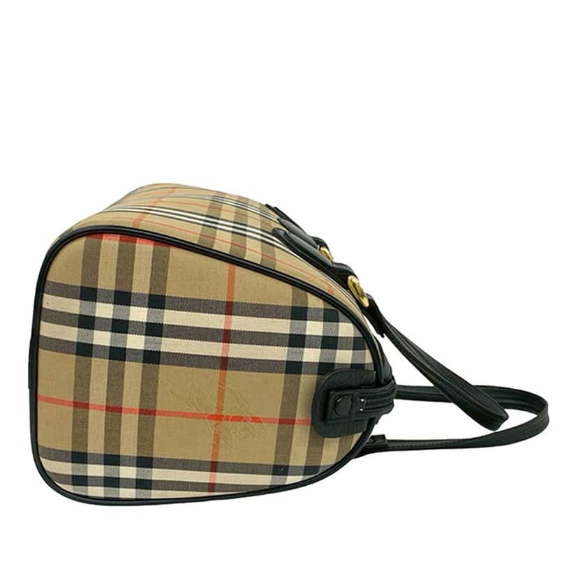 Burberry Haymarket Check Canvas Boston Bag Beige Very good condition - Box View