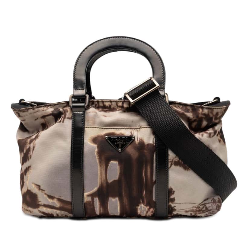 Prada Tessuto Stampato Satchel Brown Very good condition - Front View