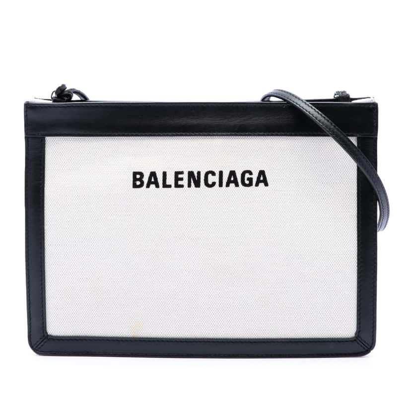 Balenciaga Canvas Navy Pochette Crossbody Brown Very good condition - Front View