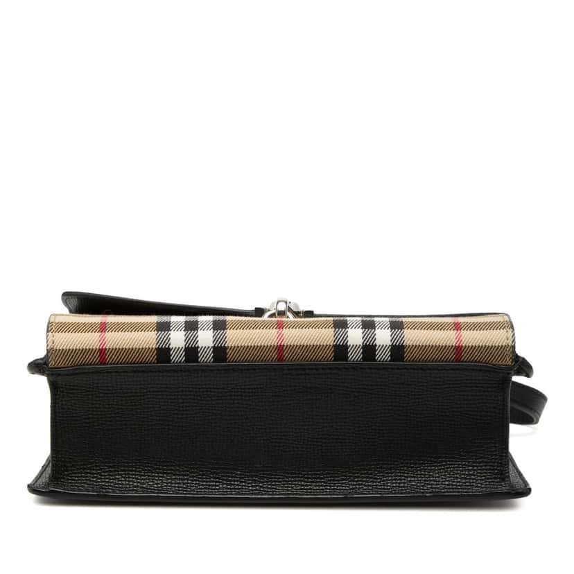 Burberry Small Leather and House Check Canvas Derby Macken Crossbody Beige Very good condition - Inside View