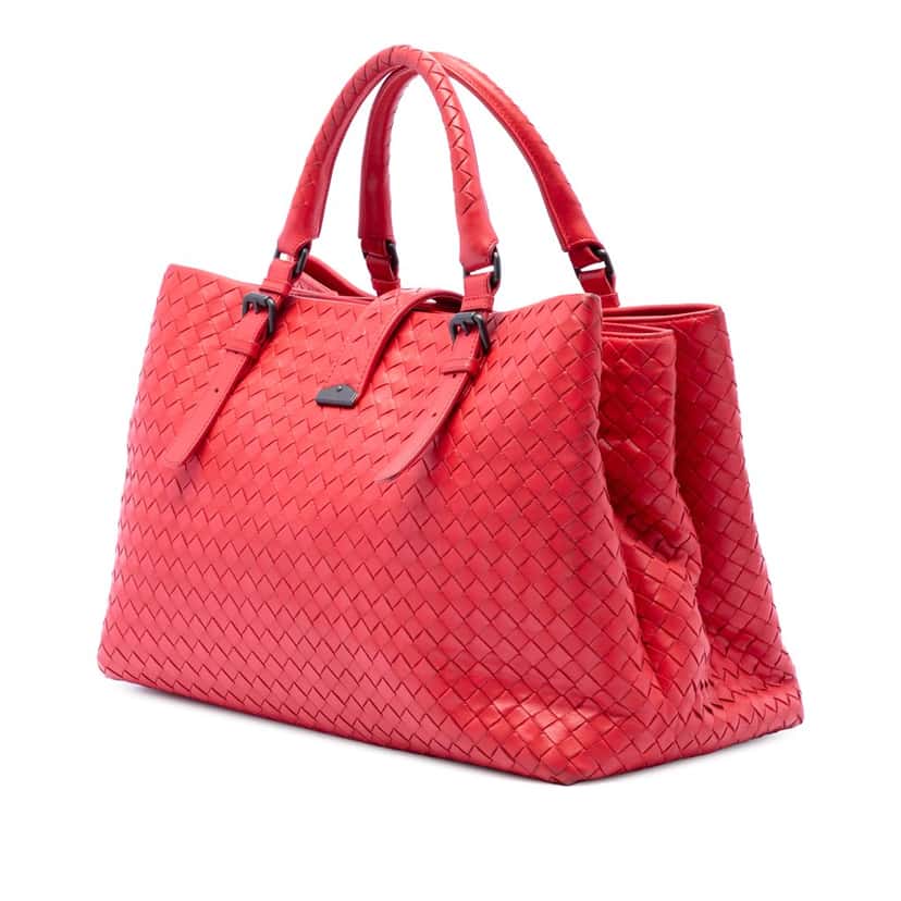 Bottega Veneta Medium Nappa Intrecciato Roma Tote Red Leather Very good condition - Back View