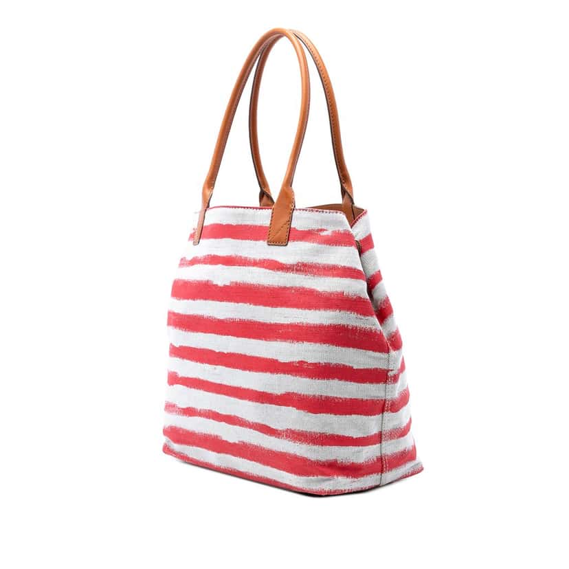 Burberry Canvas Striped Lauriston Tote Red Very good condition - Back View