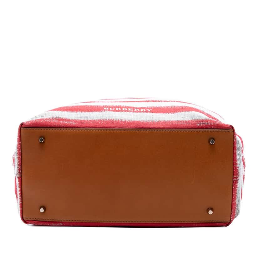 Burberry Canvas Striped Lauriston Tote Red Very good condition - Inside View
