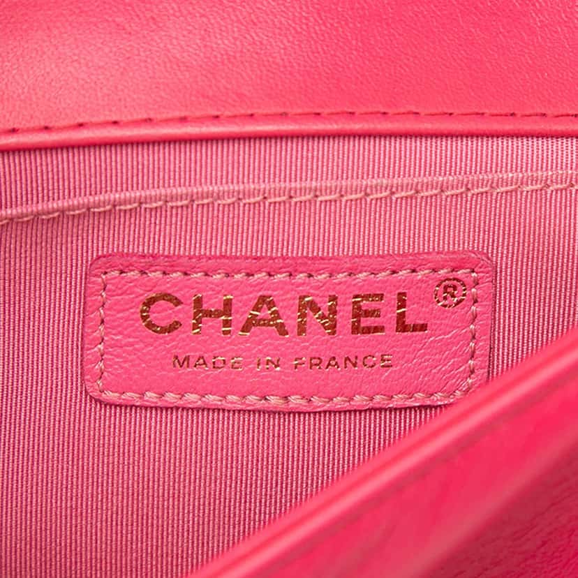 Chanel Mini Quilted Tweed and Lambskin Boy Flap Pink Very good condition - Box View