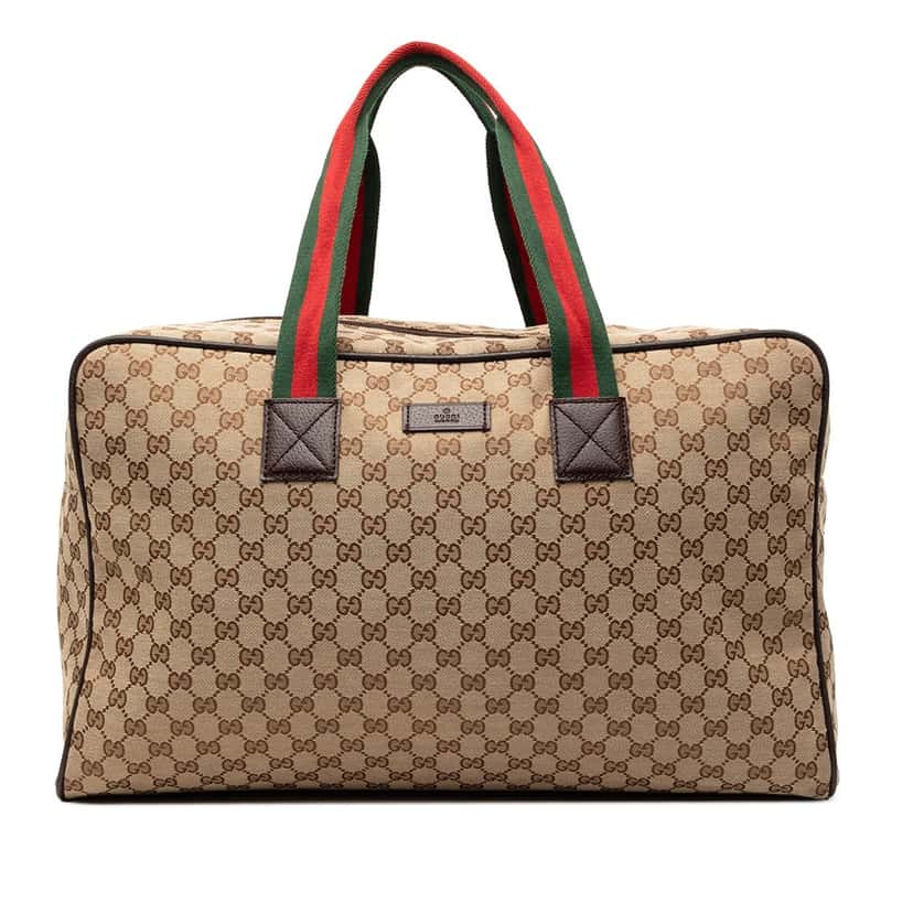 Gucci GG Canvas Web Travel Bag Beige Very good condition - Front View