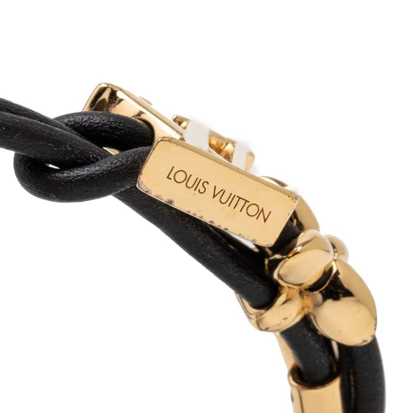 Louis Vuitton Leather LV Bloom Bracelet Black Leather Very good condition - Model View