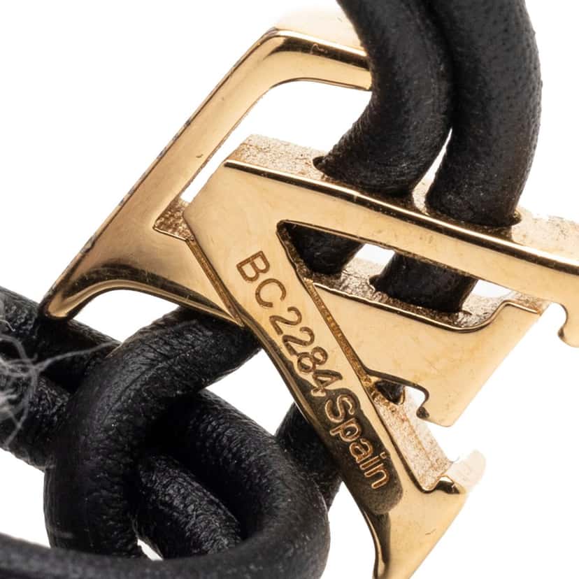 Louis Vuitton Leather LV Bloom Bracelet Black Leather Very good condition - Box View