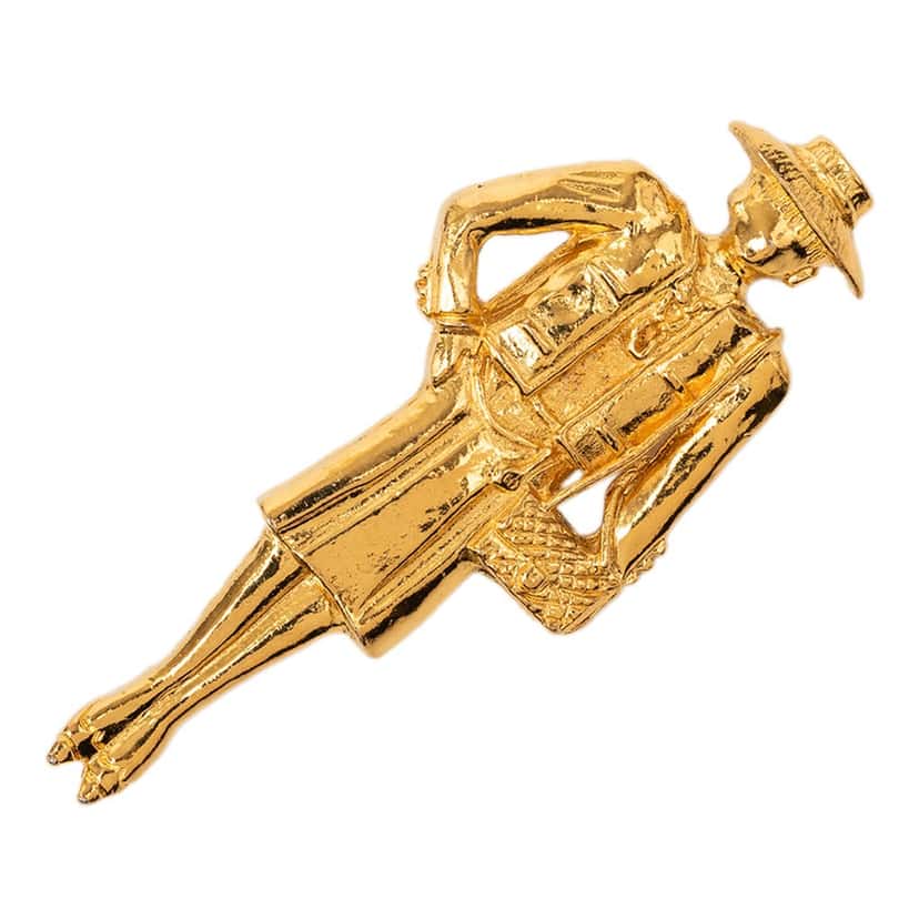 Chanel Gold Plated Coco Mademoiselle Pin Brooch Gold Metal Very good condition - Front View