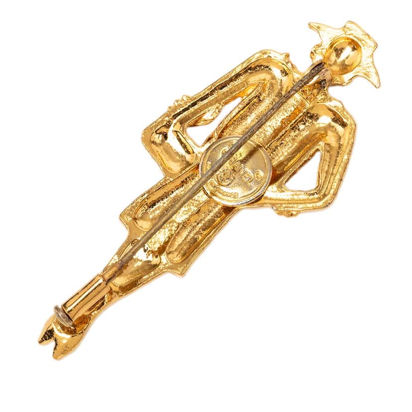 Chanel Gold Plated Coco Mademoiselle Pin Brooch Gold Metal Very good condition - Back View