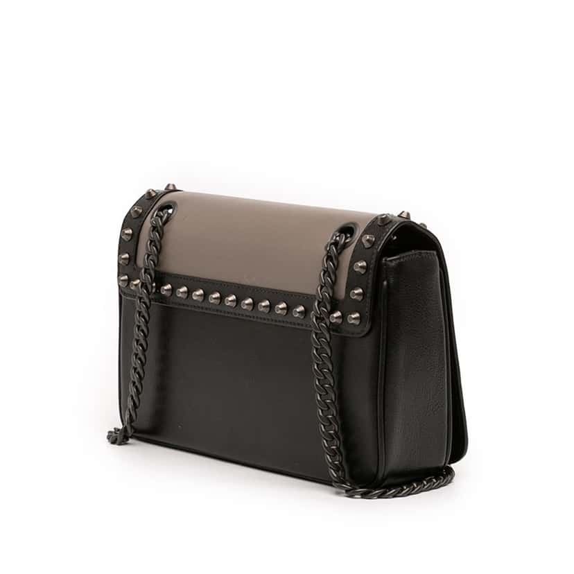 Prada Bicolor Glace Calfskin Studded Crossbody Brown Leather Very good condition - Back View