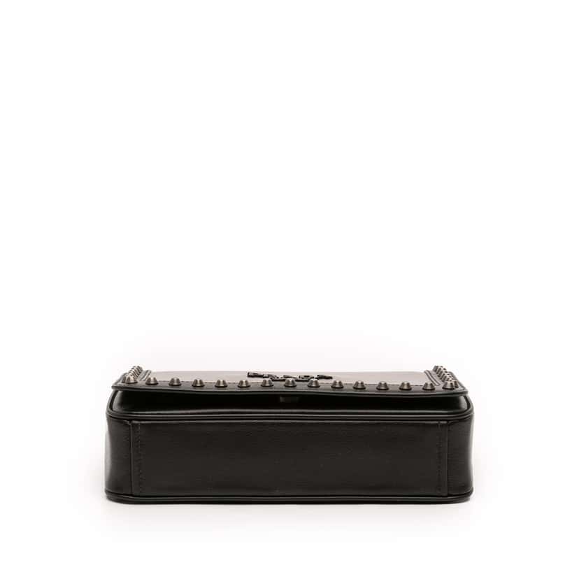 Prada Bicolor Glace Calfskin Studded Crossbody Brown Leather Very good condition - Inside View